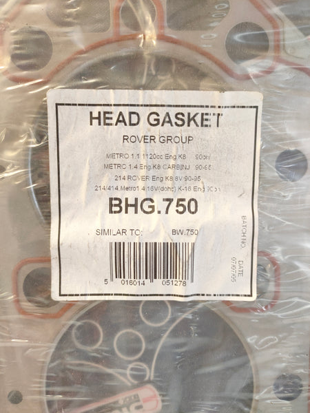 Tomic BHG750 Cylinder Head Gasket K8 (Metro / Rover)