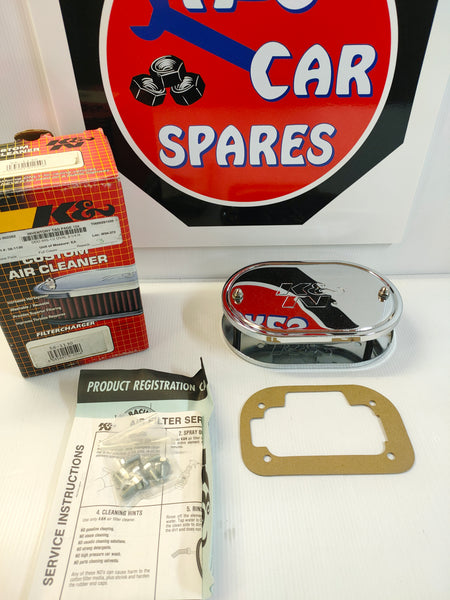 K&N 56-1130 Chrome Custom Fit Air Filter Frame Oval For Weber DCNF (No Filter Element)