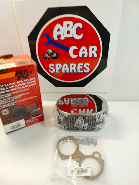 K&N 56-1710 Chrome Custom Fit Air Filter Kit Oval for Weber DCOE 50