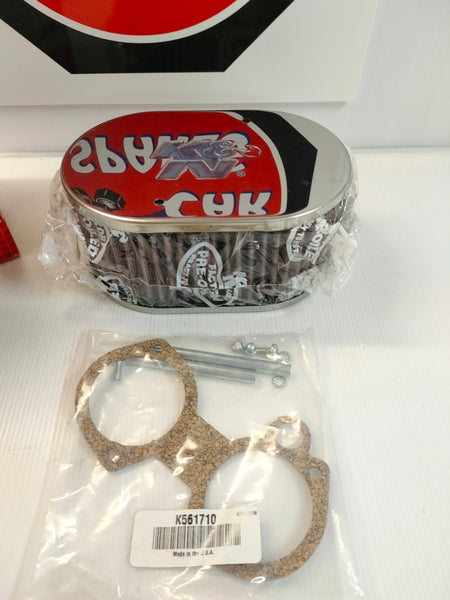 K&N 56-1710 Chrome Custom Fit Air Filter Kit Oval for Weber DCOE 50