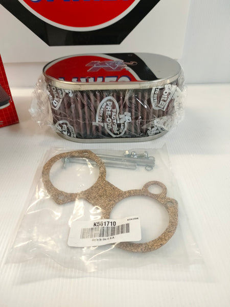 K&N 56-1710 Chrome Custom Fit Air Filter Kit Oval for Weber DCOE 50