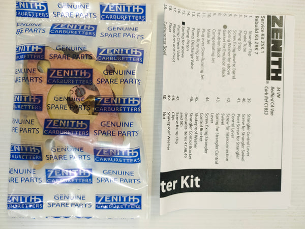 SU Zenith ZSK1 34 & 36VN Single Carburettor Service Kit (Volvo Amazon B16)