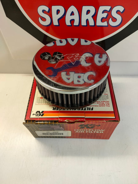 K&N RC-0920 Universal Reusable Air Filter Chrome (2" High)